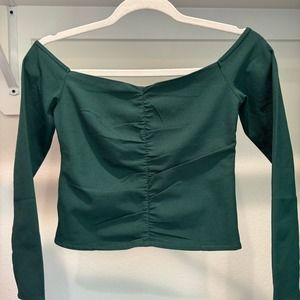 Abercrombie & Fitch Long-Sleeve Cinched‎ Front Off-the-Shoulder Crop Size XS